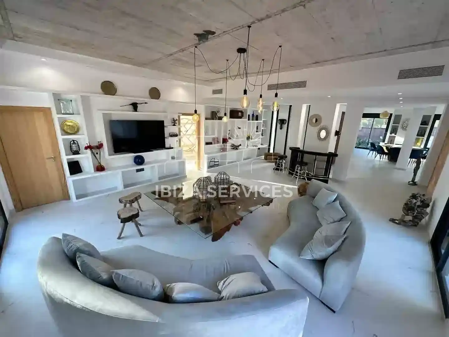 Sala de estar de Casa o chalet de alquiler en Santa Eulària des Riu con Aire acondicionado, Jardín privado y Piscina