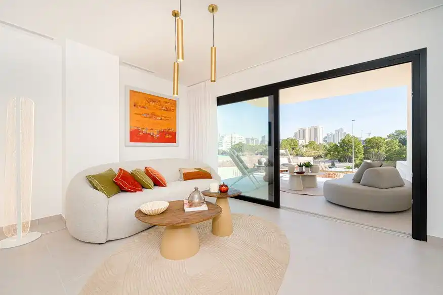 Wohnzimmer von Wohnung zum Verkauf in Villajoyosa / La Vila Joiosa mit Klimaanlage und Heizung