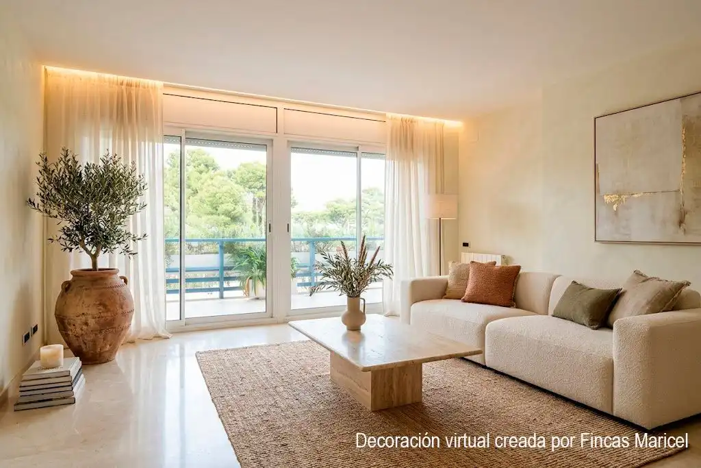 Wohnzimmer von Wohnung zur Miete in Sitges mit Klimaanlage, Heizung und Terrasse