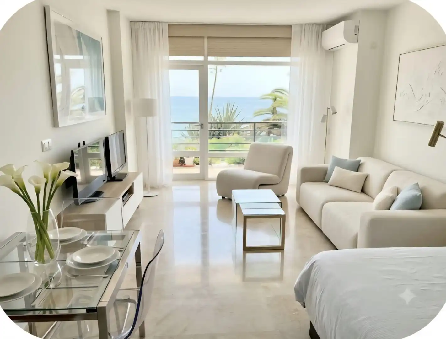 Sala de estar de Estudio en venta en Torremolinos con Aire acondicionado, Jardín privado y Terraza