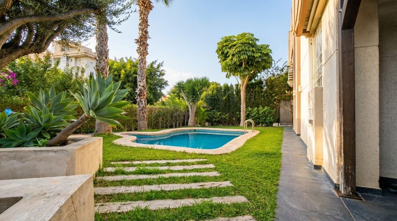 Jardí de Casa adosada en venda en Alicante / Alacant amb Aire condicionat, Jardí privat i Terrassa