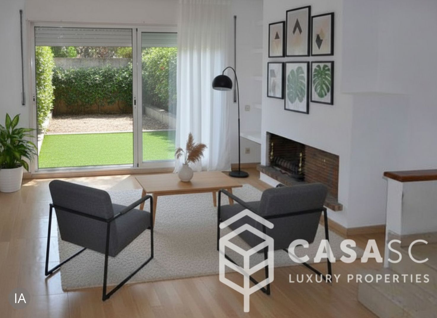 Sala d'estar de Casa adosada en venda en Sant Cugat del Vallès amb Aire condicionat, Parquet i Terrassa