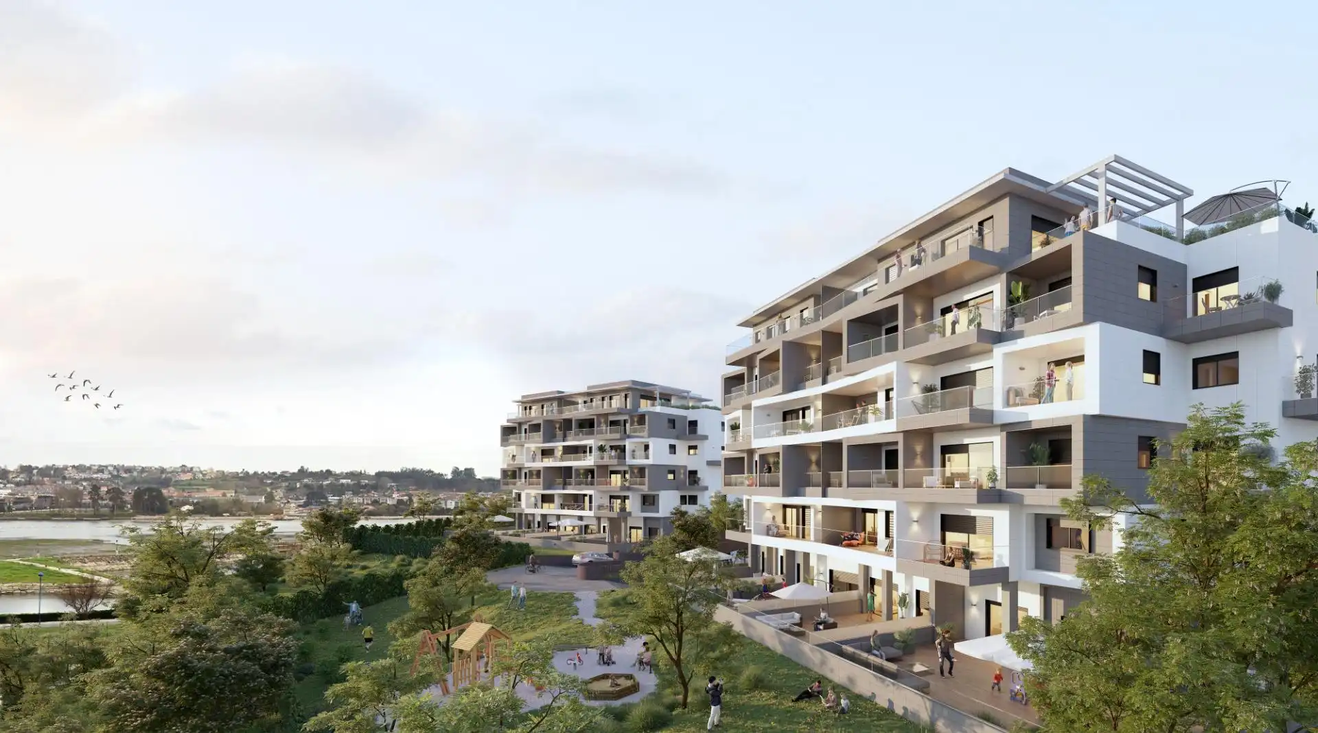 Außenansicht von Wohnungen zum Verkauf in Culleredo mit Heizung, Terrasse und Abstellraum