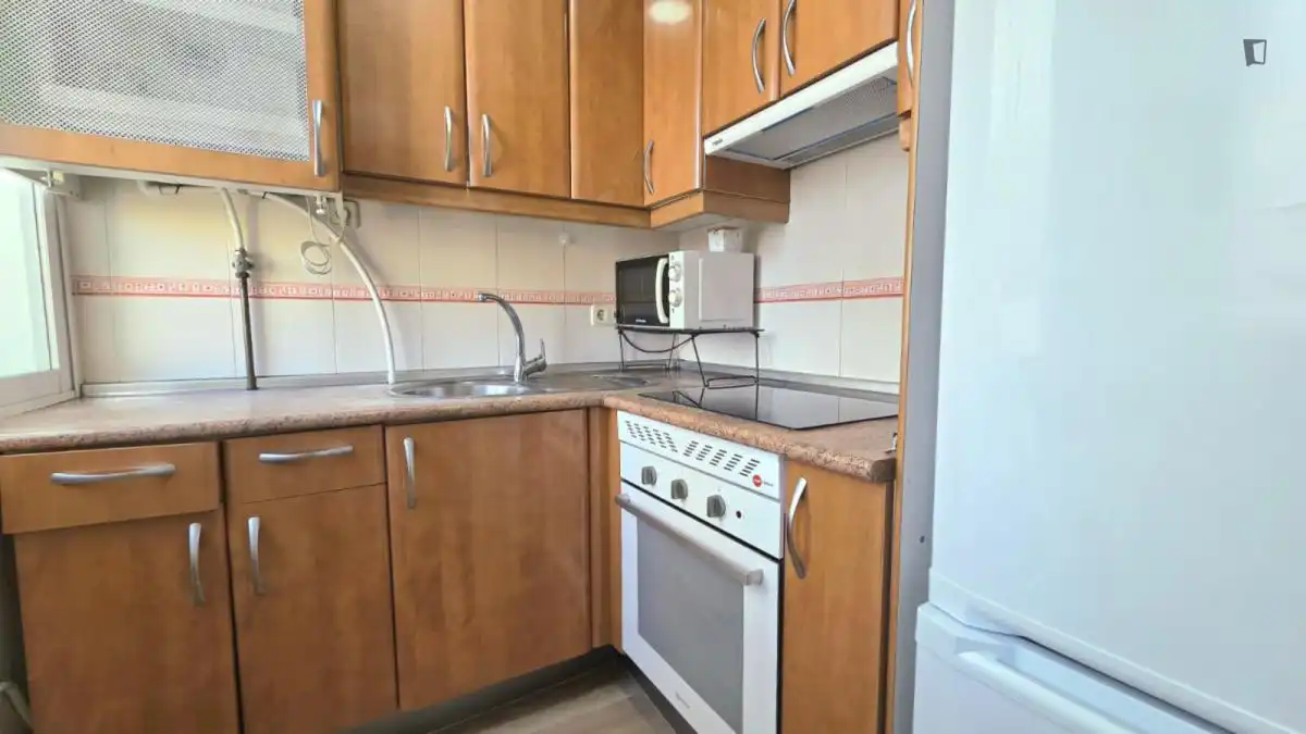 Cuina de Apartament de lloguer en Madrid amb Moblat, Forn i Rentadora
