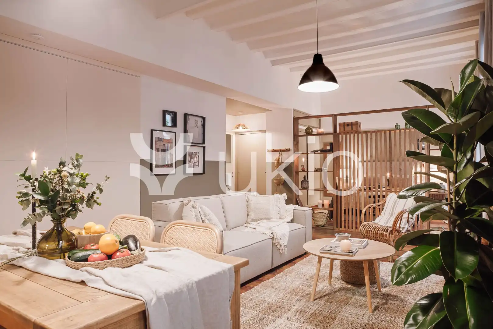 Sala de estar de Apartamento de alquiler en Barcelona con Aire acondicionado, Calefacción y Amueblado