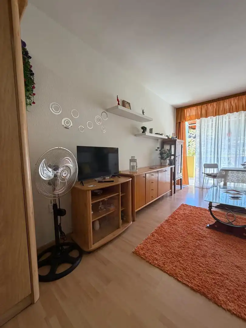 Sala d'estar de Estudi de lloguer en Puerto de la Cruz amb Parquet, Terrassa i Balcó