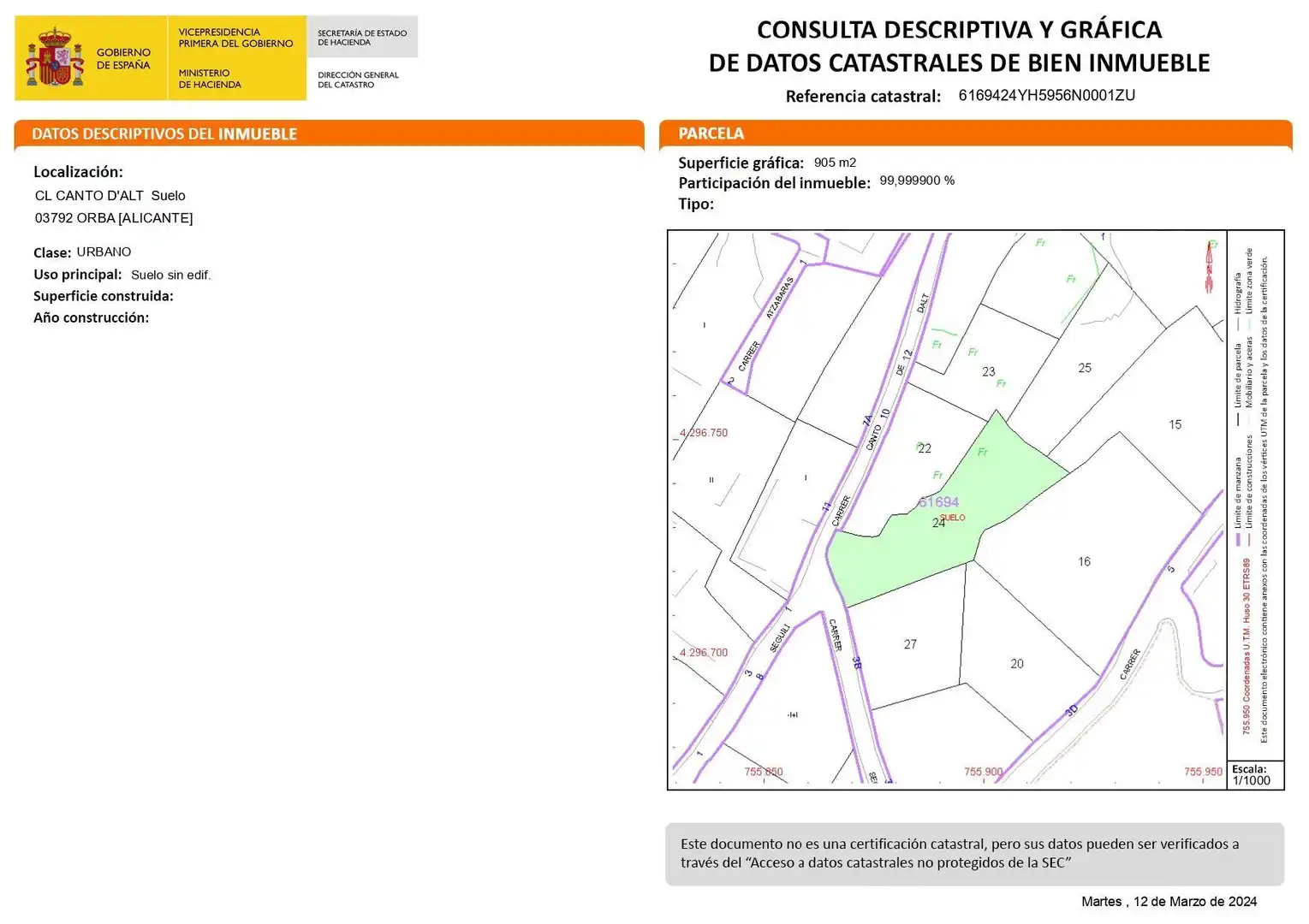 Terrenos y solares en venta en Tormos