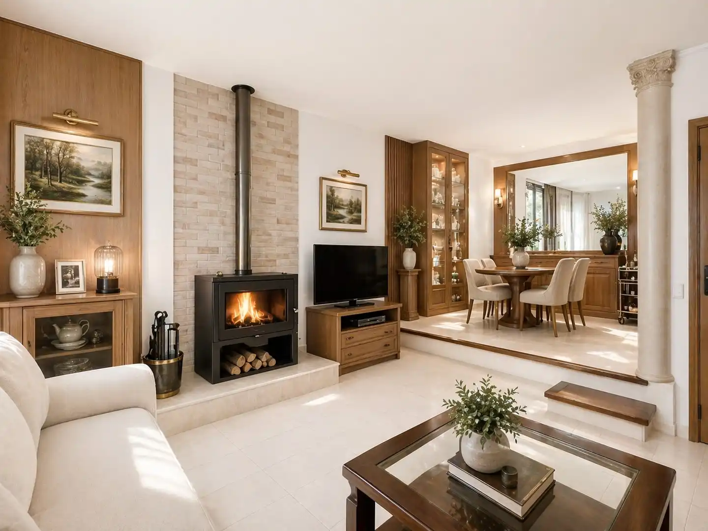 Wohnzimmer von Einfamilien-Reihenhaus zum Verkauf in Mollet del Vallès mit Klimaanlage, Heizung und Privatgarten