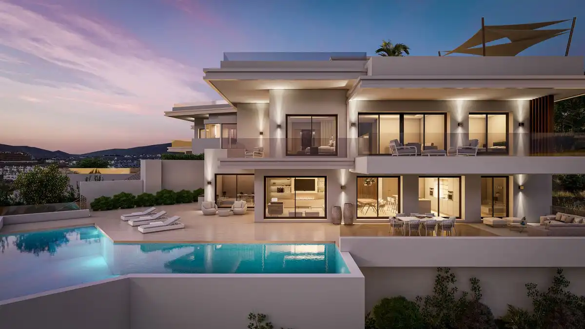 Außenansicht von Haus oder Chalet zum Verkauf in Marbella mit Klimaanlage, Privatgarten und Terrasse