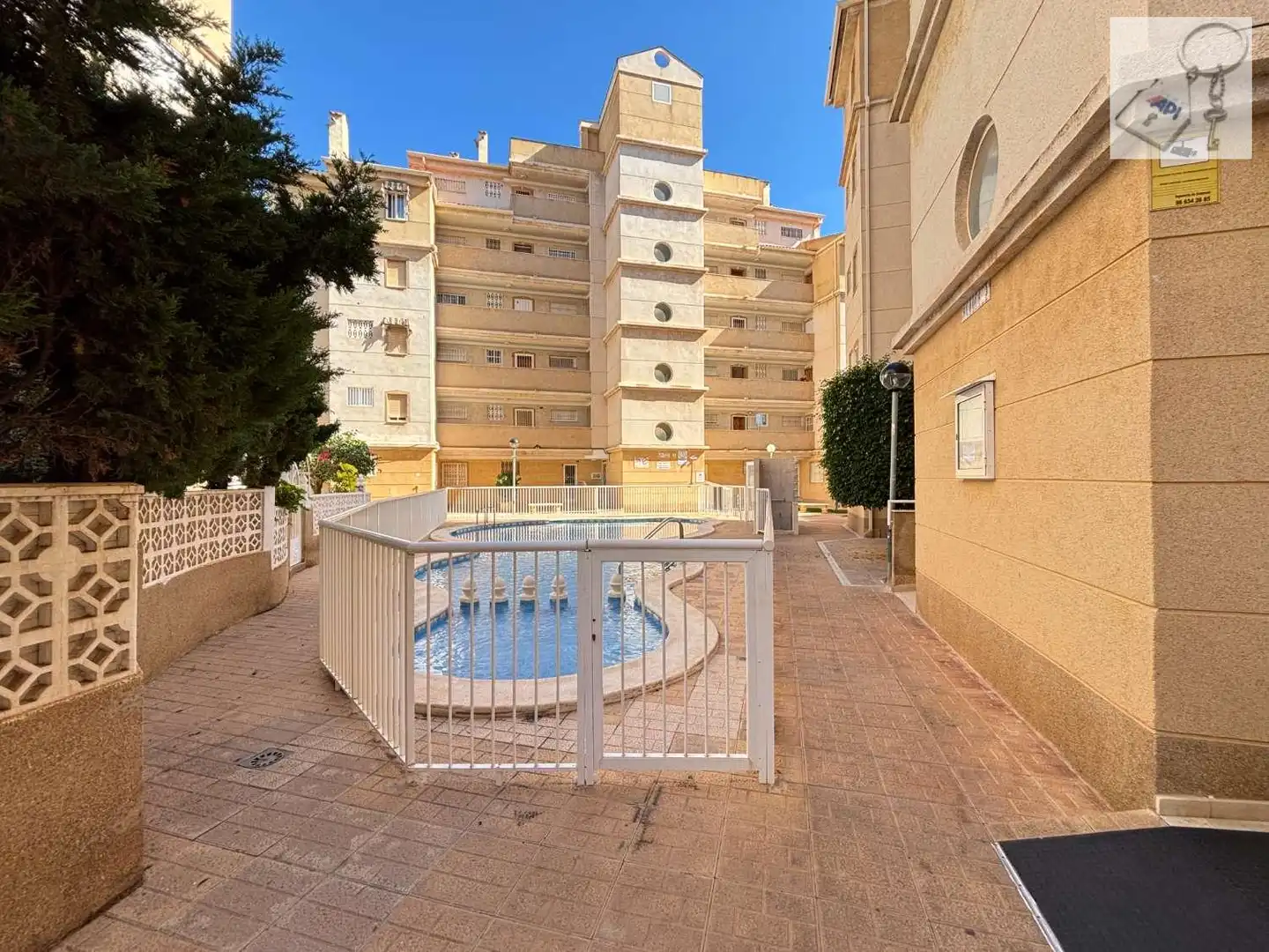 Außenansicht von Wohnungen zur Miete in Torrevieja mit Terrasse, Schwimmbad und Möbliert