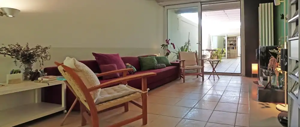 Sala de estar de Casa adosada en venta en Alicante / Alacant con Aire acondicionado, Jardín privado y Terraza