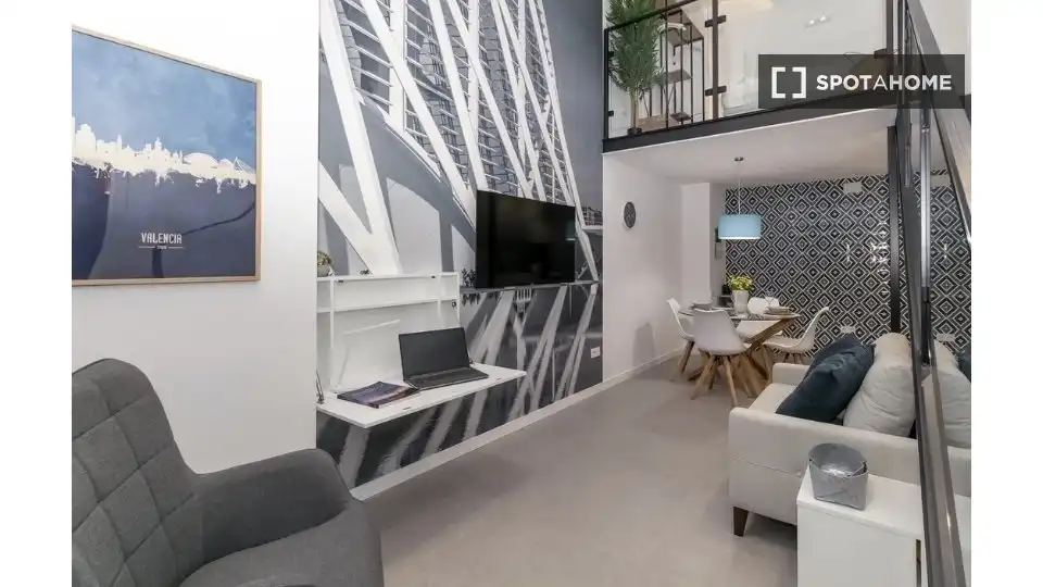 Living room of Apartments for share in Valencia  with Air Conditioner, Terrace and Furnished