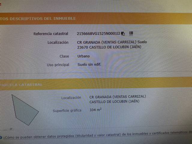 Terreno residencial en Venta en Calle de la Carretera en Castillo de Locubín