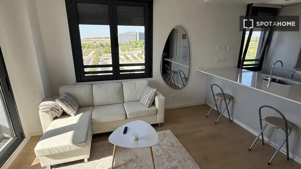 Living room of Apartments for share in Madrid  with Air Conditioner, Terrace and Furnished