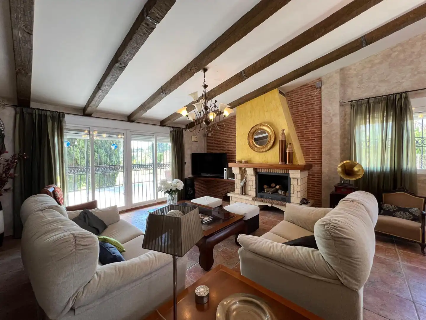 Sala d'estar de Finca rústica en venda en Sax amb Aire condicionat, Jardí privat i Terrassa