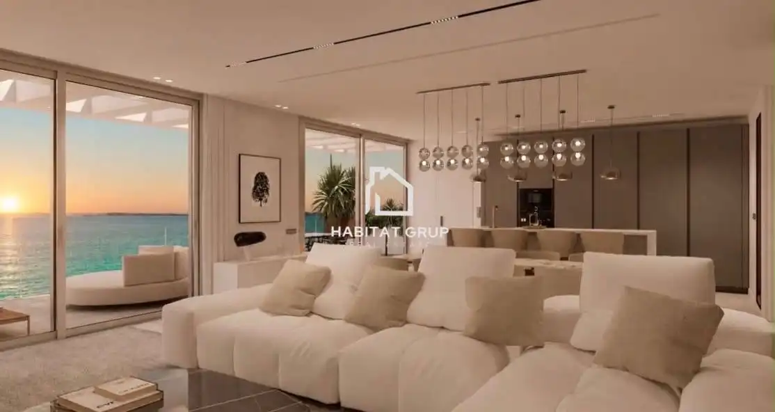 Sala de estar de Piso en venta en Sant Antoni de Portmany con Calefacción, Jardín privado y Terraza