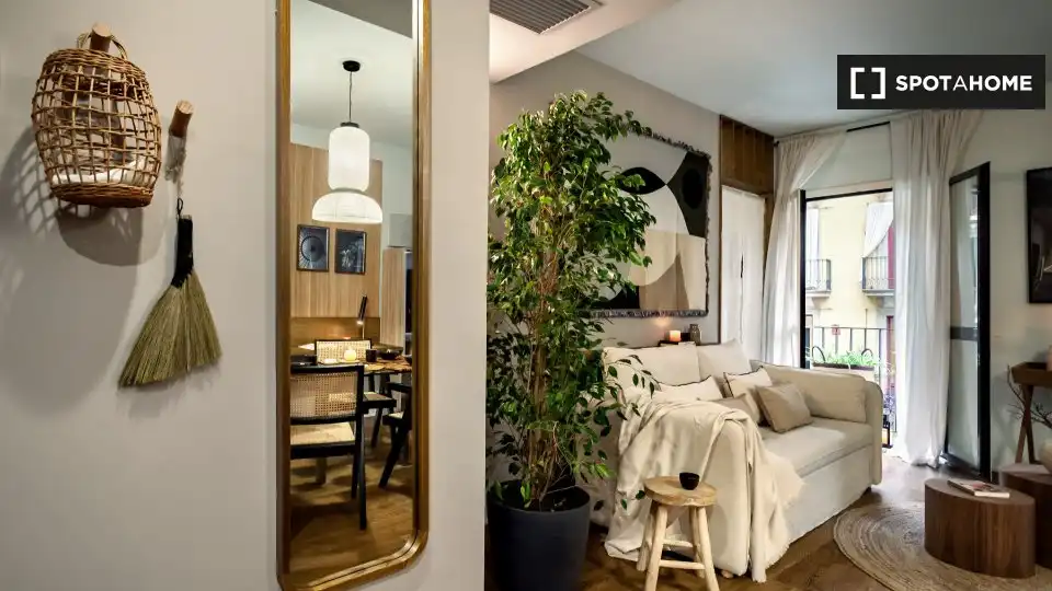 Sala de estar de Apartamento para compartir en Barcelona con Aire acondicionado, Calefacción y Terraza