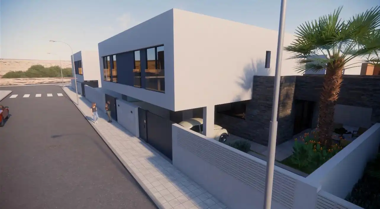 Vista exterior de Casa adosada en venta en Huércal de Almería con Jardín privado y Terraza