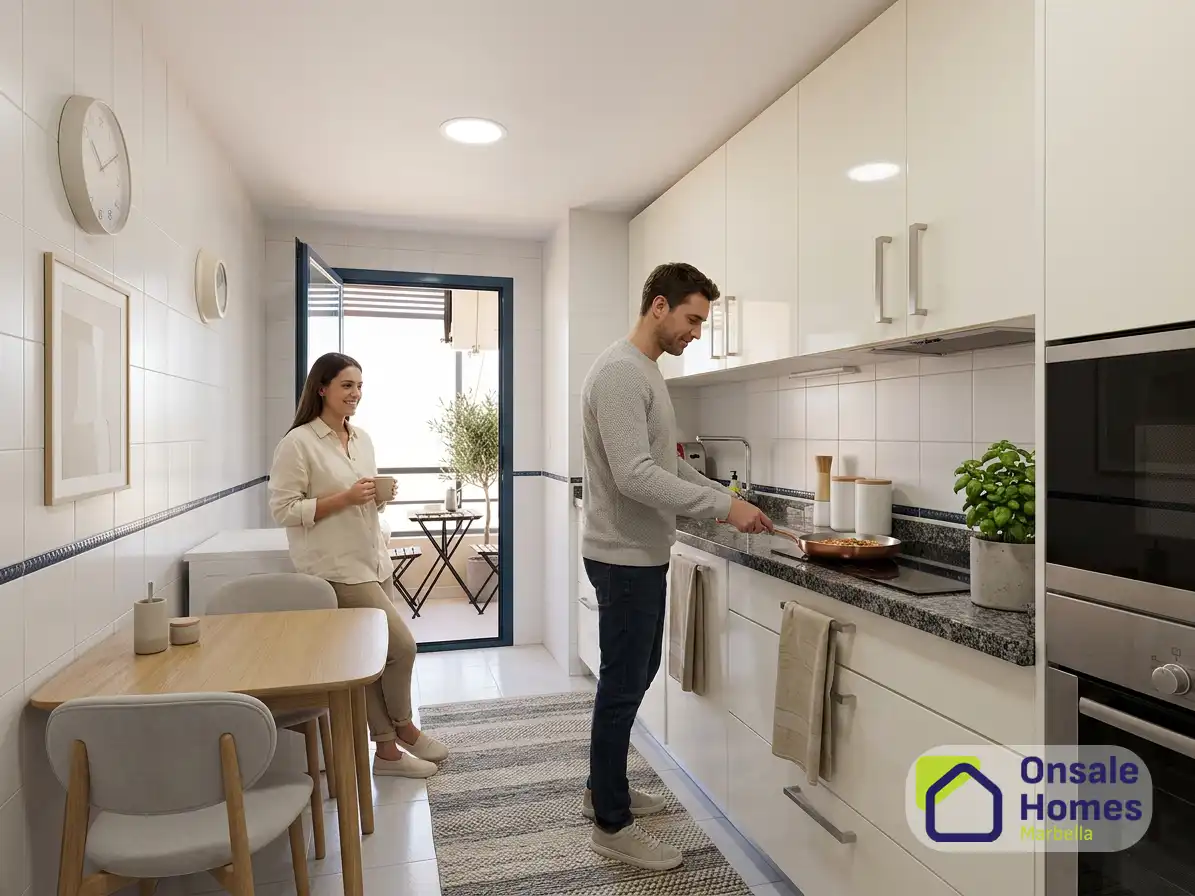 Küche von Wohnung zum Verkauf in Marbella mit Abstellraum und Balkon