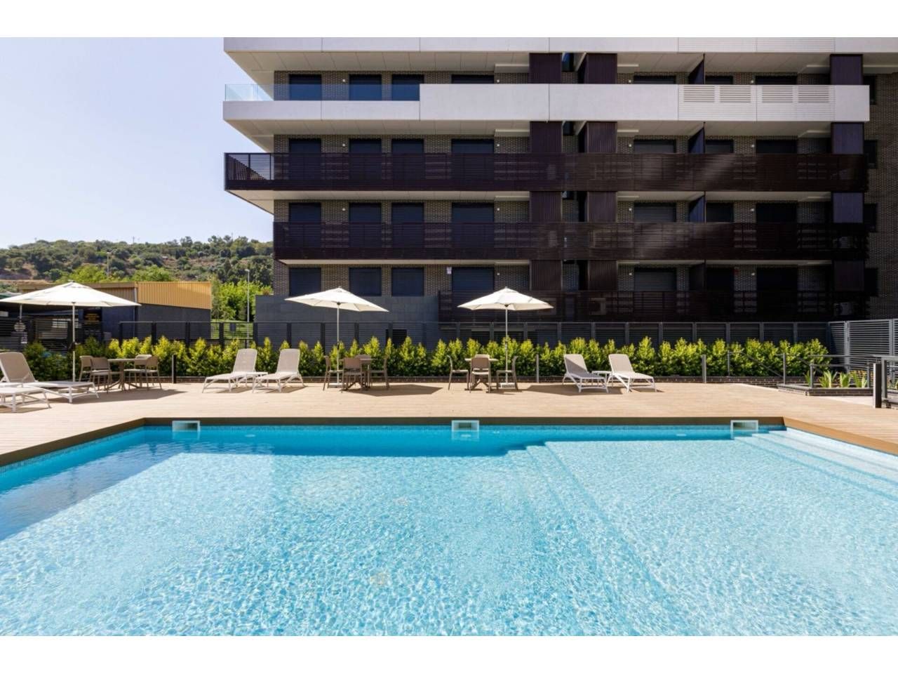 Swimming pool of Flat for sale in Montgat  with Air Conditioner, Heating and Parquet flooring