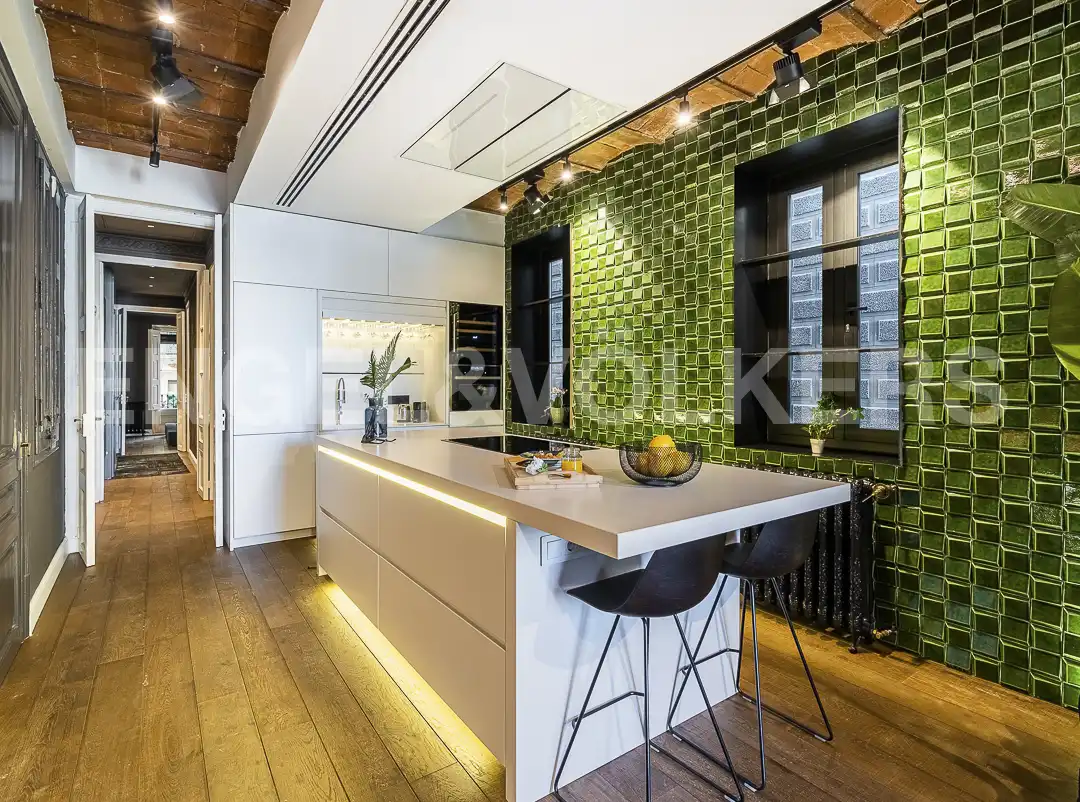 Cocina de Piso de alquiler en Barcelona con Aire acondicionado, Calefacción y Parquet