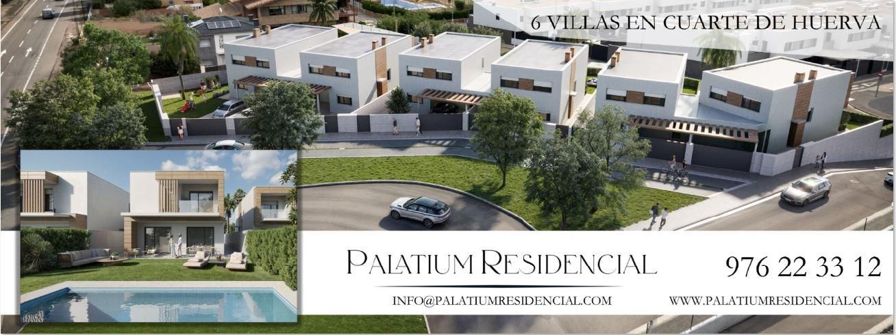 Vista exterior de Casa o xalet en venda en Cuarte de Huerva amb Aire condicionat, Calefacció i Jardí privat