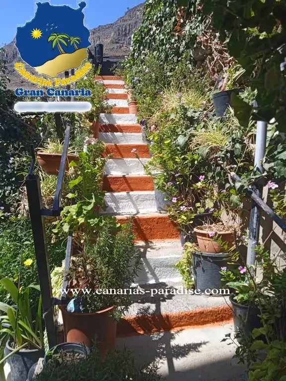 Garten von Einfamilien-Reihenhaus zum Verkauf in Mogán mit Klimaanlage, Privatgarten und Möbliert
