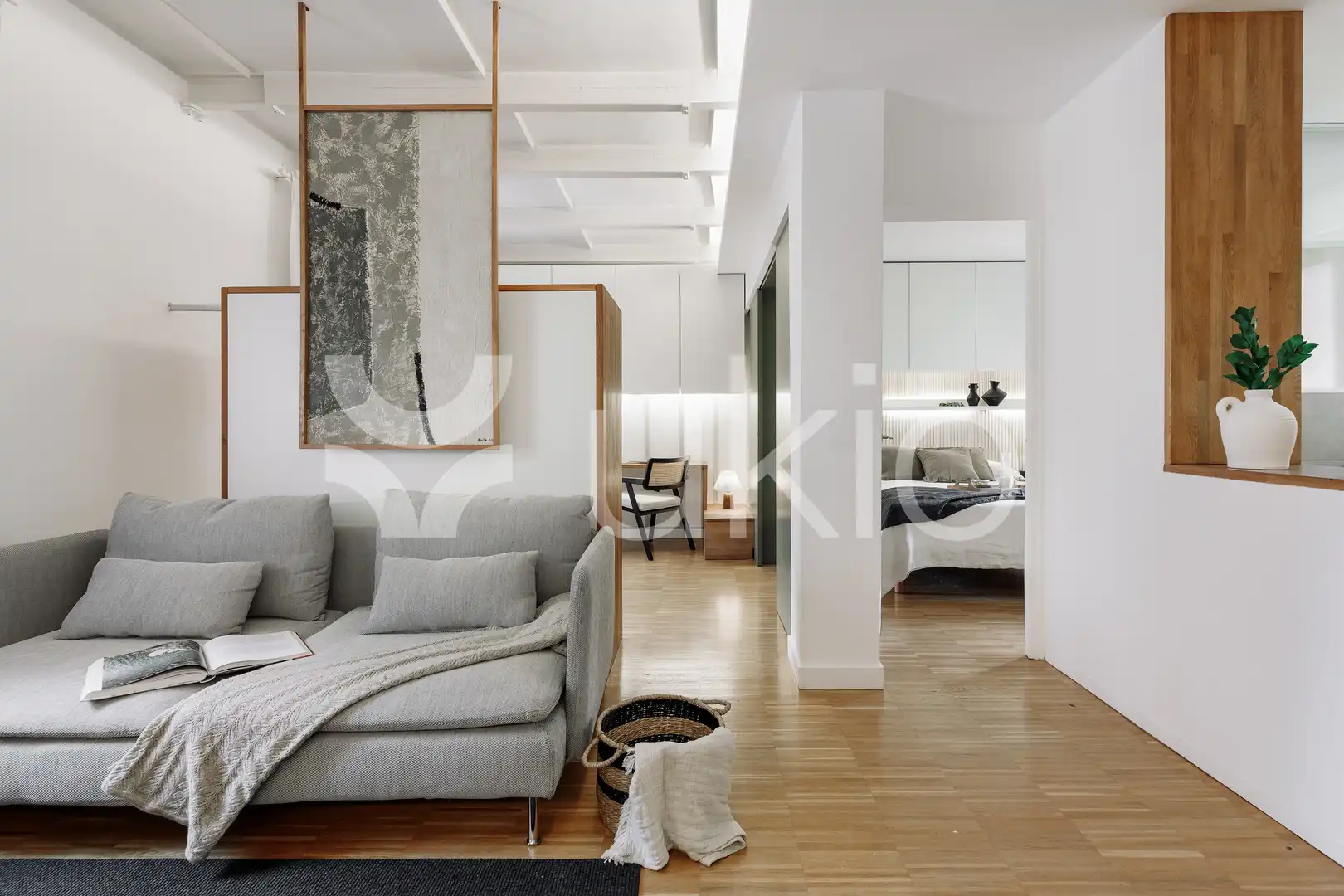 Sala de estar de Apartamento de alquiler en Barcelona con Aire acondicionado, Calefacción y Amueblado