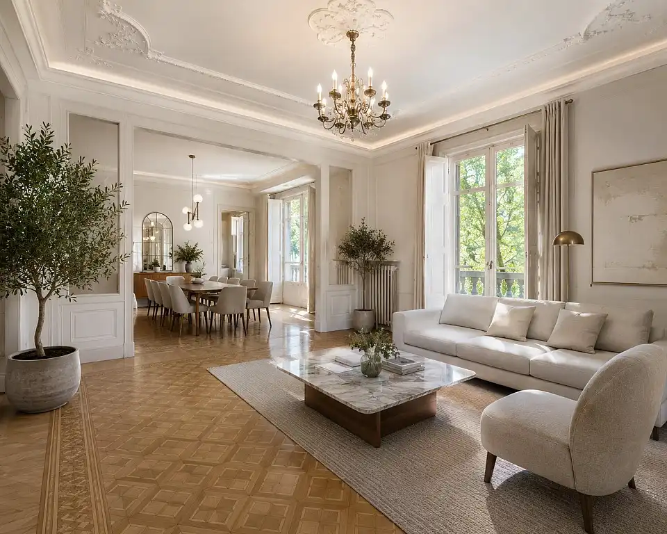 Sala de estar de Piso en venta en Barcelona con Calefacción, Trastero y Balcón