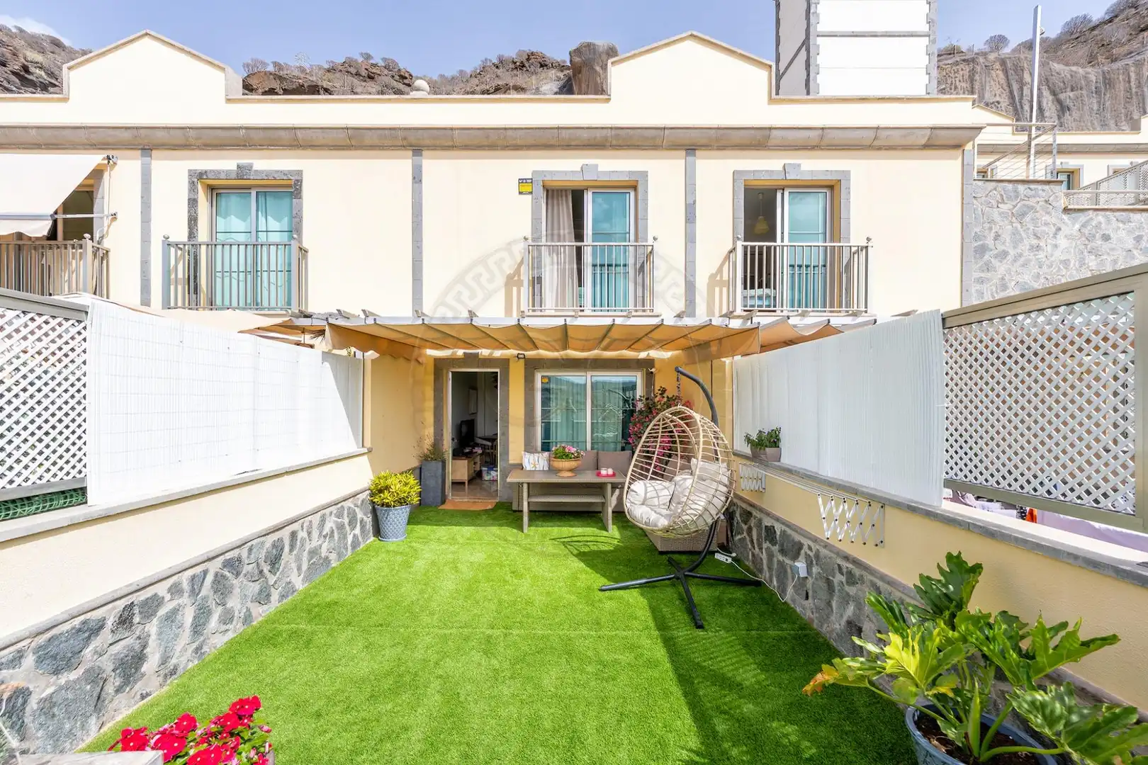 Terraza de Casa adosada de alquiler en Mogán con Aire acondicionado, Jardín privado y Terraza