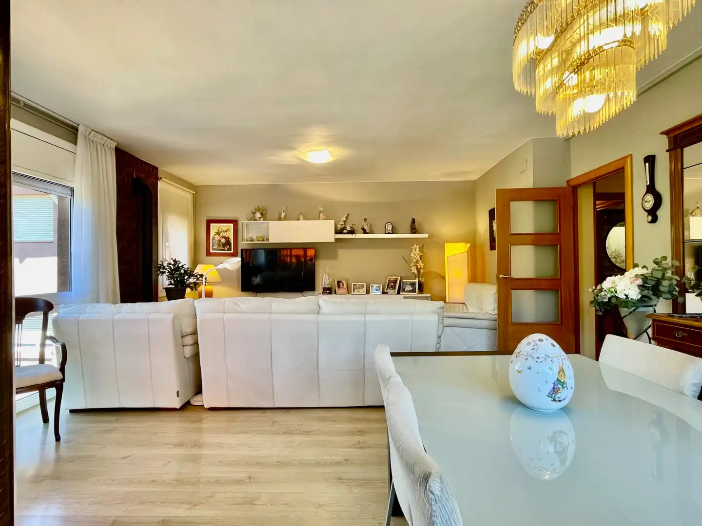 Wohnzimmer von Dachboden zum Verkauf in Caldes d'Estrac mit Klimaanlage, Heizung und Terrasse