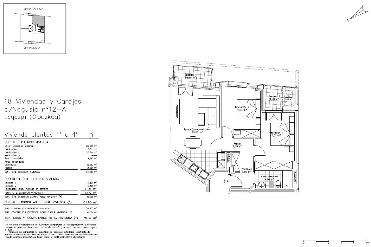 Wohnung zum Verkauf in Legazpi mit Heizung, Terrasse und Balkon