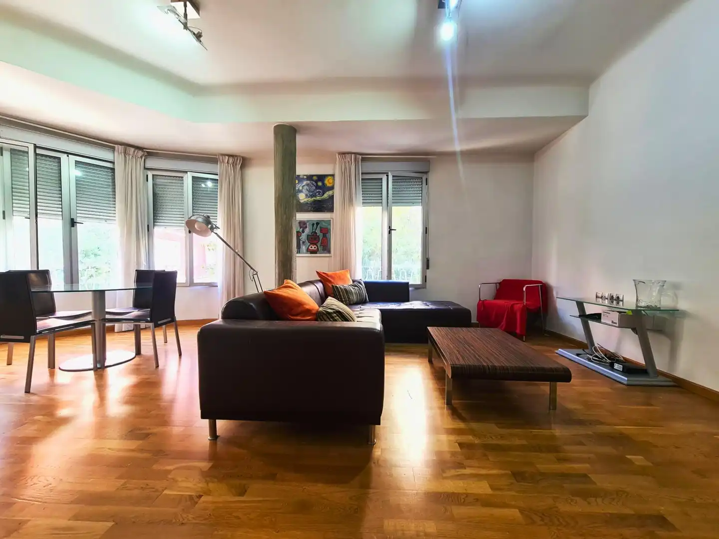 Sala d'estar de Pis de lloguer en Elche / Elx amb Aire condicionat, Parquet i Moblat