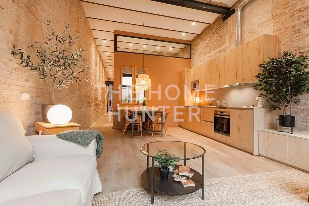 Wohnzimmer von Wohnung zum Verkauf in Barcelona mit Heizung, Privatgarten und Terrasse