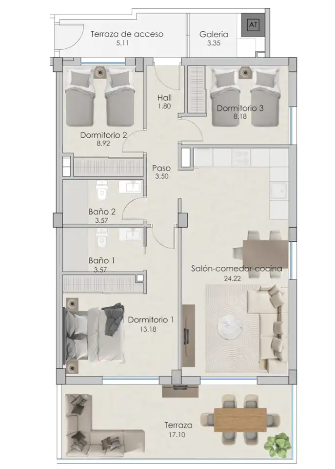 Apartament amb terrassa en venda a Del Tamarit, imagen 5