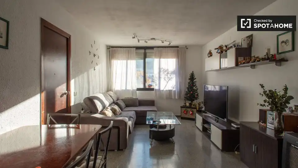 Sala d'estar de Pis per a compartir en Barcelona amb Aire condicionat, Calefacció i Moblat