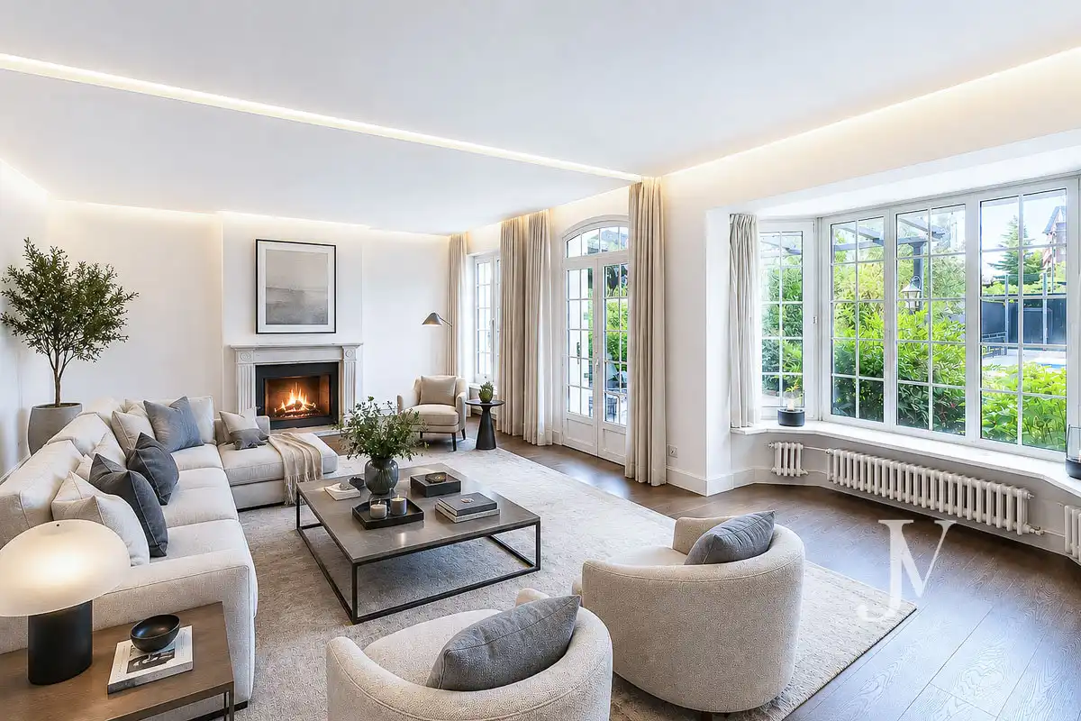 Sala de estar de Casa adosada en venta en Madrid con Aire acondicionado, Calefacción y Jardín privado