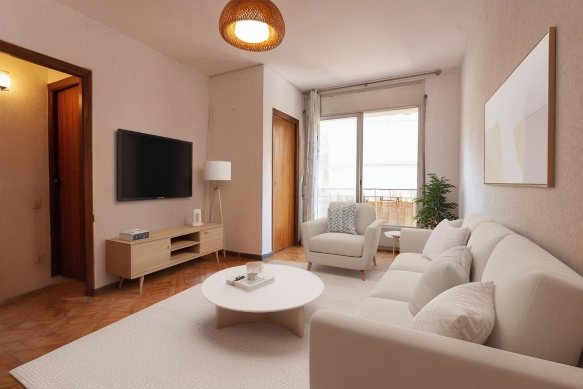 Sala de estar de Piso en venta en  Barcelona Capital con Balcón