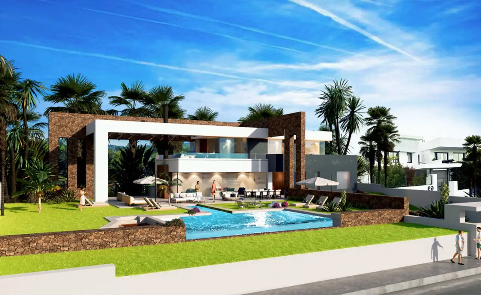 Vista exterior de Casa o chalet en venta en Manilva con Aire acondicionado, Jardín privado y Terraza