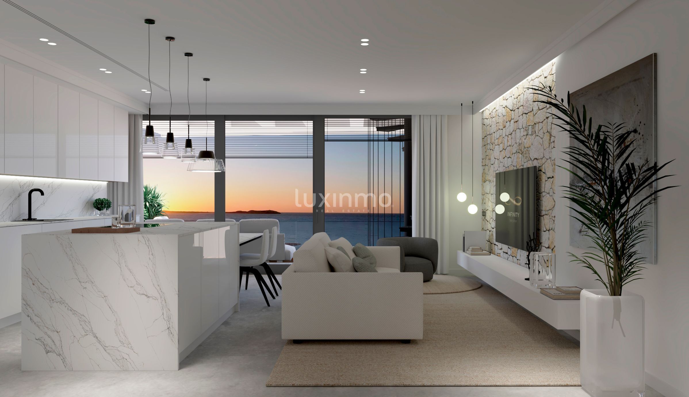 Sala d'estar de Àtic en venda en Sant Antoni de Portmany amb Aire condicionat, Jardí privat i Terrassa