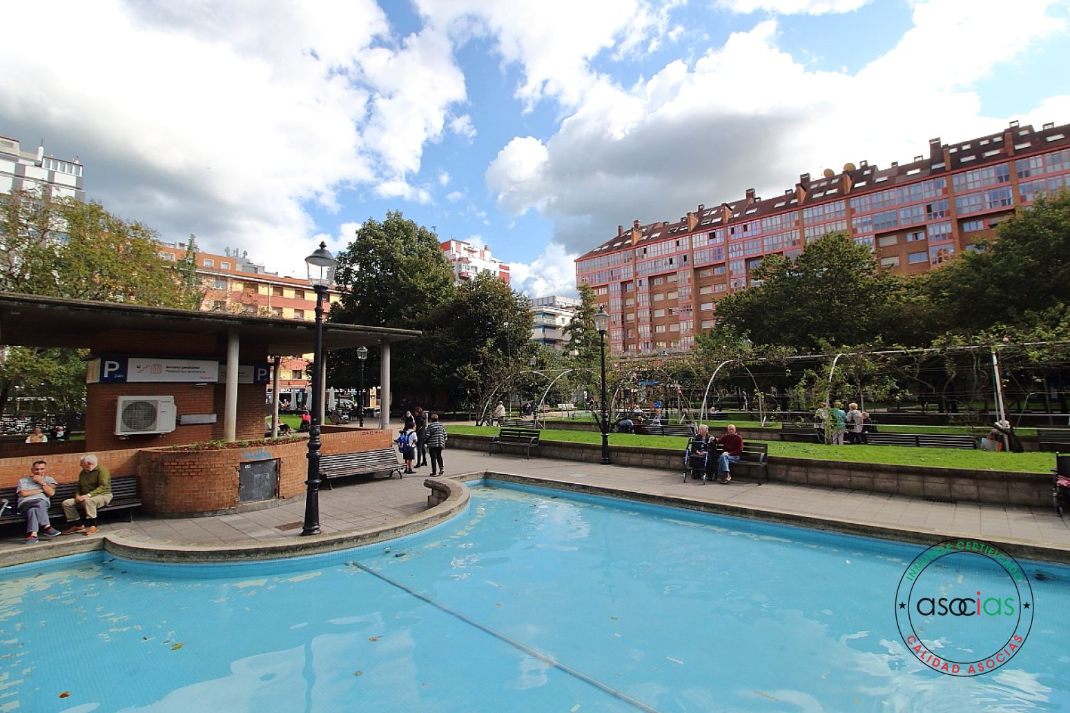 Swimming pool of Flat for sale in Gijón   with Heating, Parquet flooring and Storage room