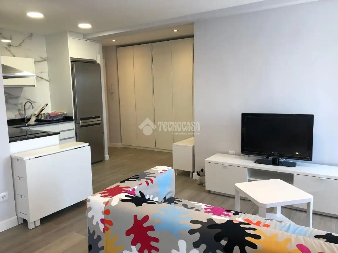 Sala de estar de Estudio de alquiler en Madrid con Aire acondicionado, Calefacción y Terraza