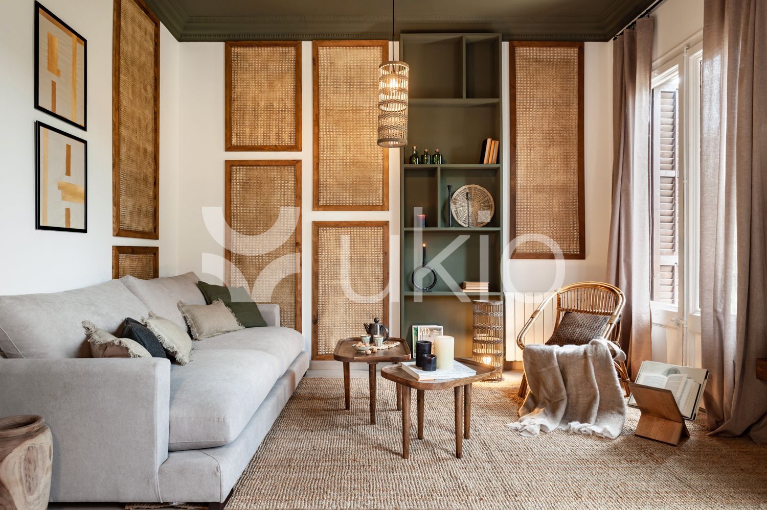 Sala d'estar de Apartament de lloguer en  Barcelona Capital amb Aire condicionat, Moblat i Forn