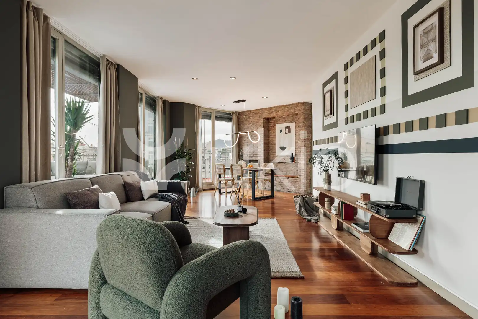 Sala de estar de Apartamento de alquiler en Barcelona con Aire acondicionado, Calefacción y Terraza