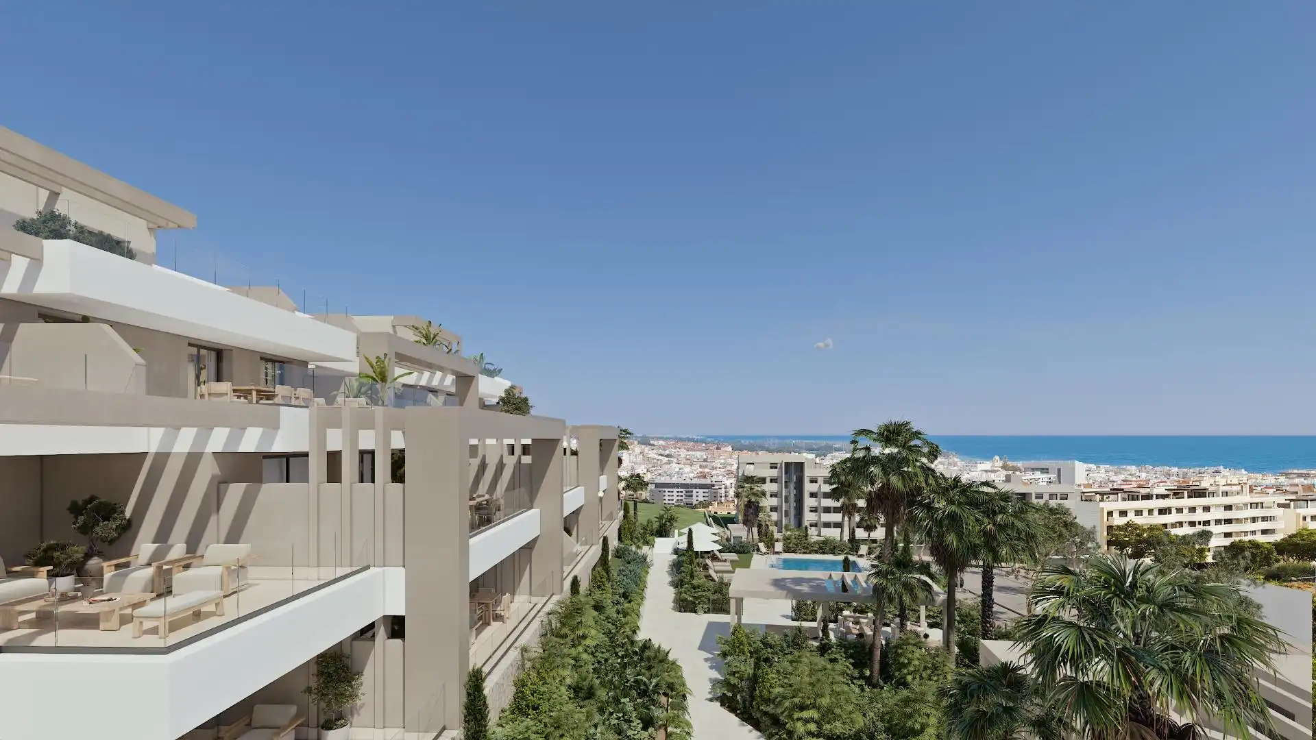 Vista exterior de Apartamento en venta en Estepona con Aire acondicionado, Jardín privado y Terraza