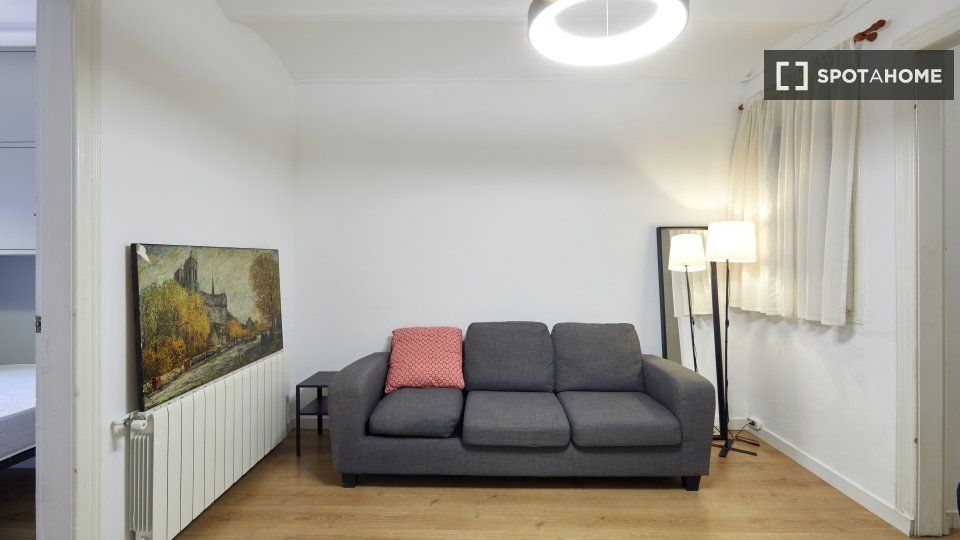 Sala d'estar de Pis de lloguer en  Barcelona Capital amb Aire condicionat, Calefacció i Moblat
