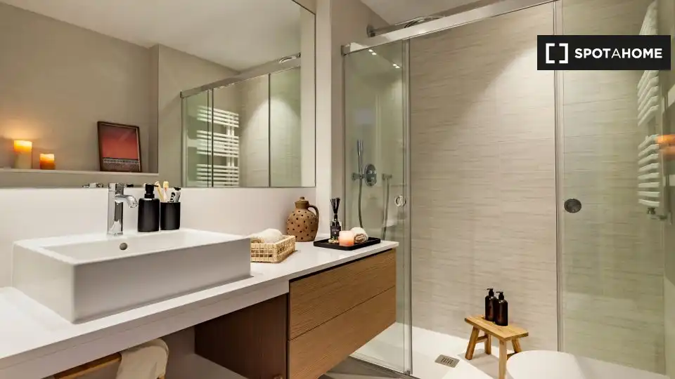 Bany de Apartament per a compartir en Barcelona amb Aire condicionat, Terrassa i Moblat
