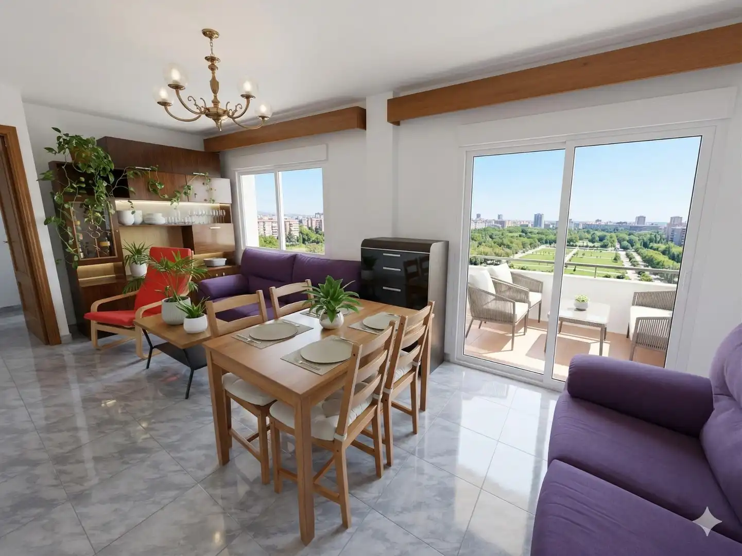 Living room of Flat for sale in  Madrid Capital  with Heating, Terrace and Furnished