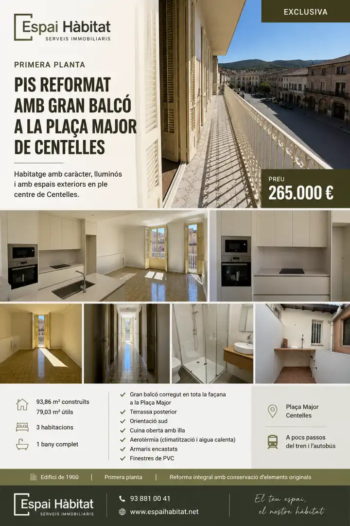 Vista exterior de Pis en venda en Centelles amb Calefacció, Terrassa i Balcó