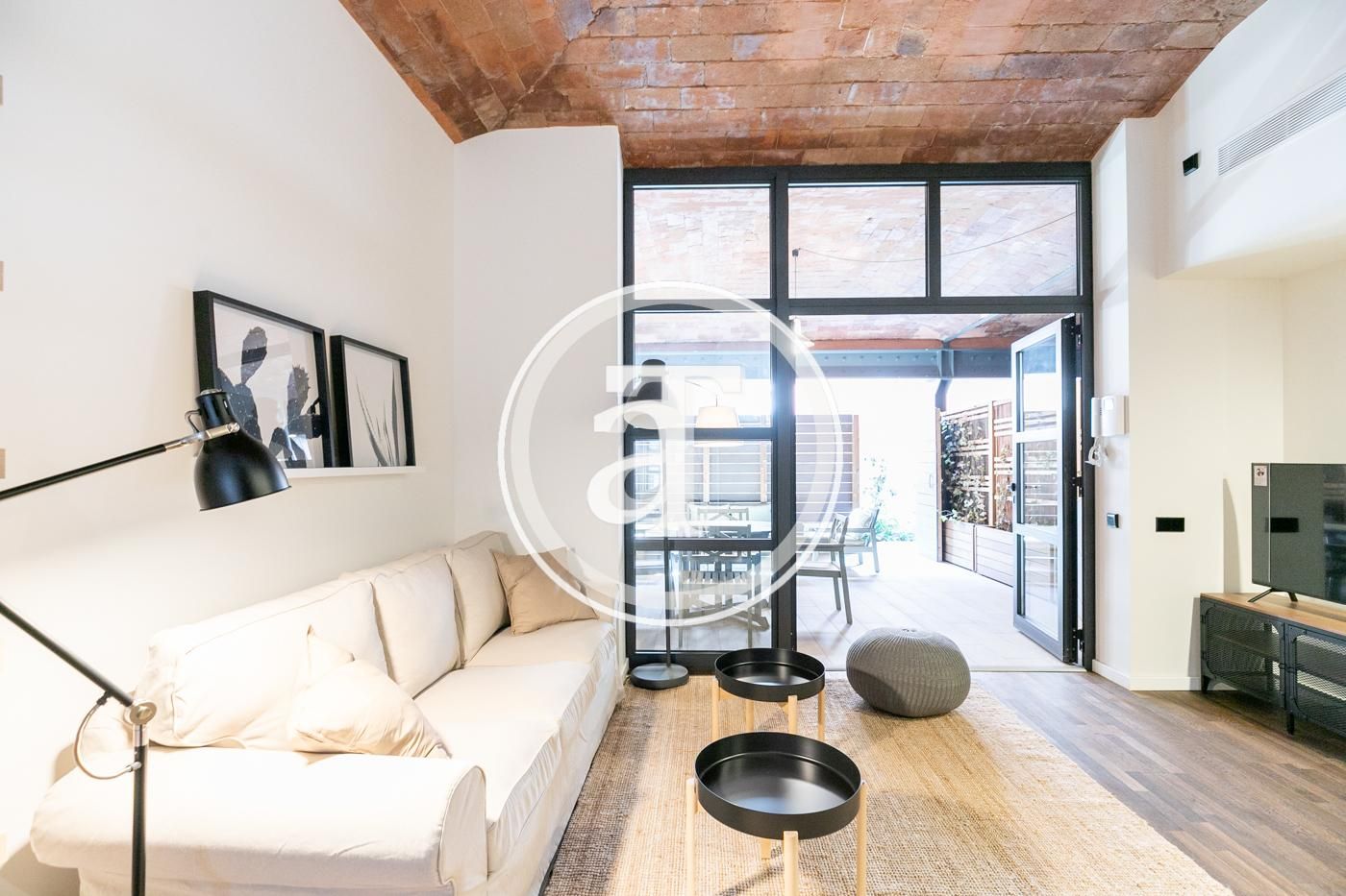 Sala d'estar de Pis de lloguer en  Barcelona Capital amb Aire condicionat, Calefacció i Moblat